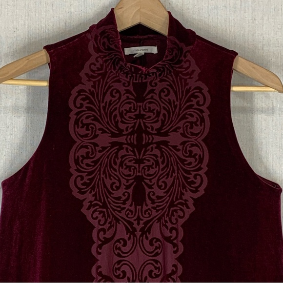 Maurices~Women's Boho Sleeveless Hi‎ Neck Embossed Velvet Mini Shift Dress~Sz S - Picture 4 of 10